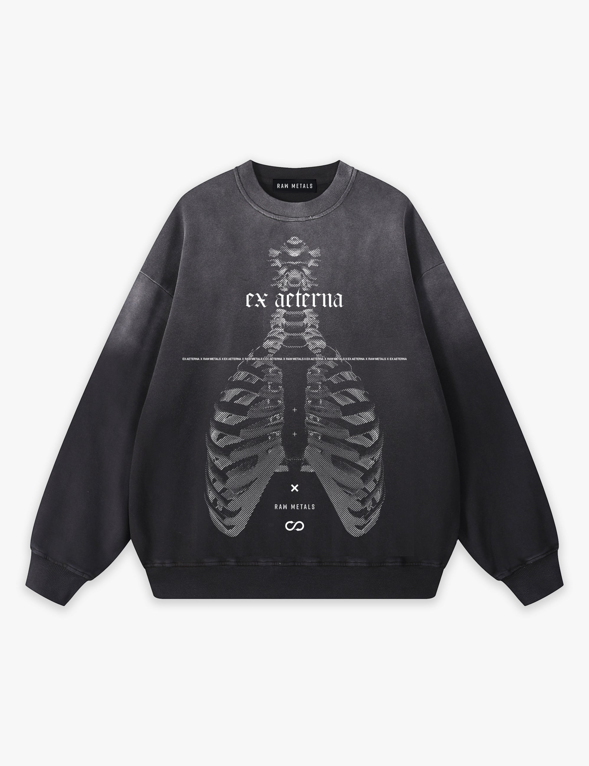 RAW METALS Ex Aeterna Faded Sweatshirt in Black
