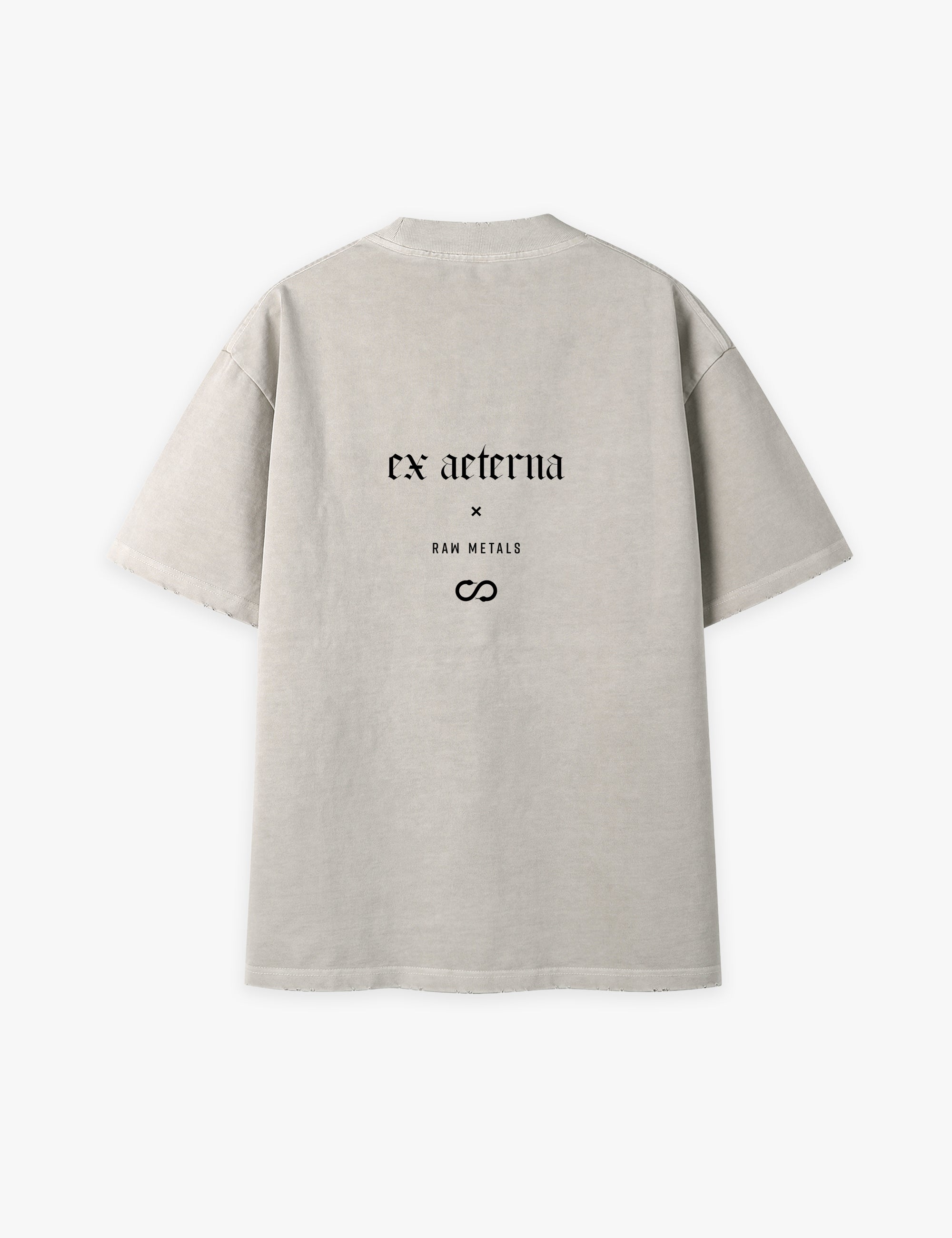 RAW METALS Ex Aeterna Oversized Distressed T-shirt in Bone