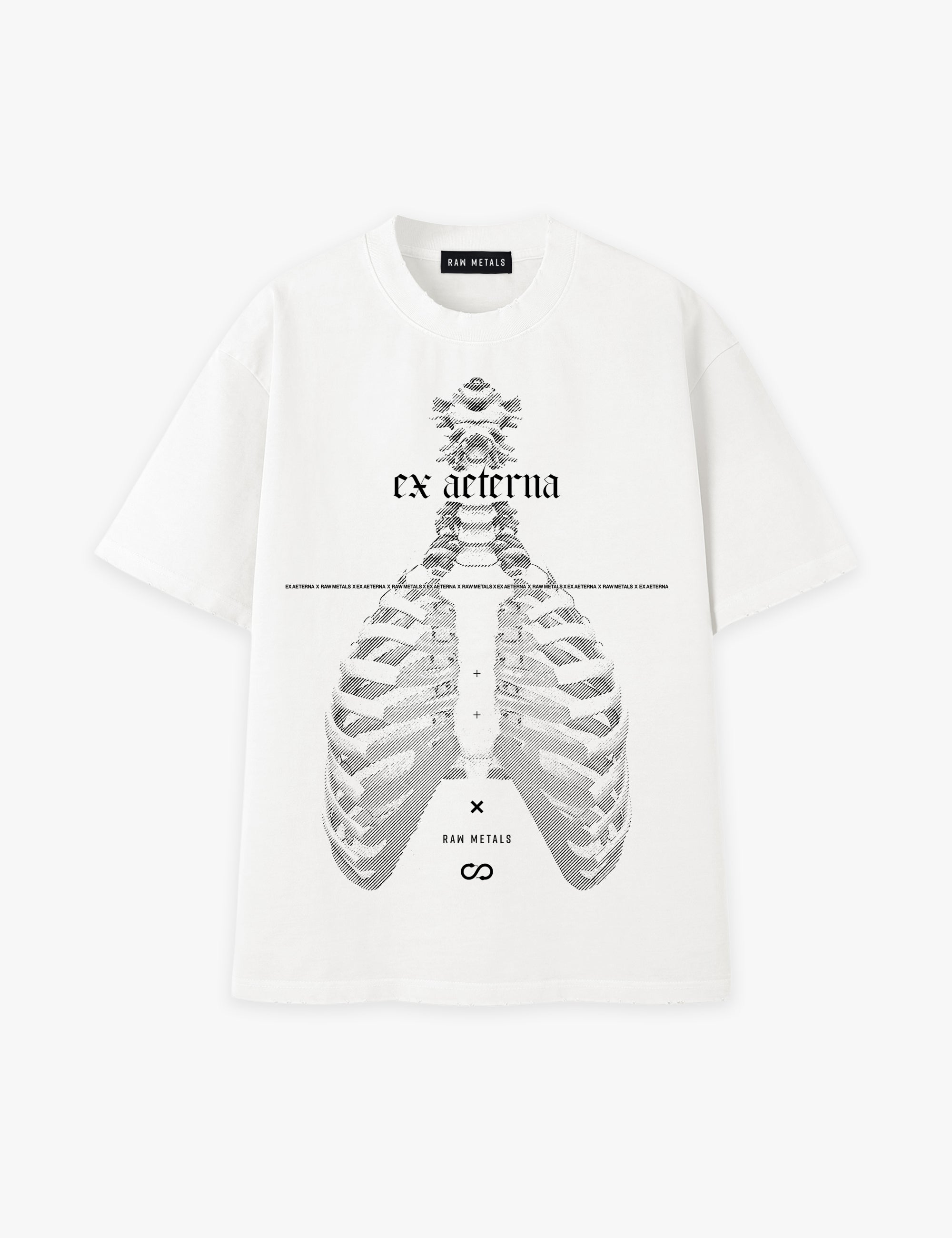 RAW METALS Ex Aeterna Oversized Distressed T-shirt in White