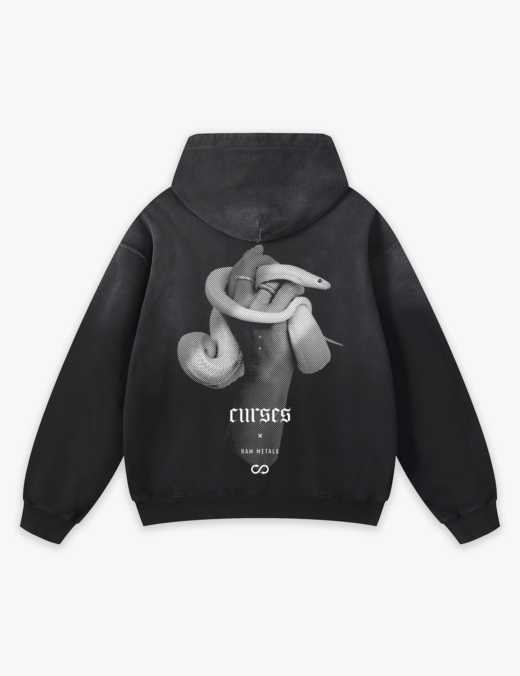 RAW METALS Curses Faded Hoodie in Black