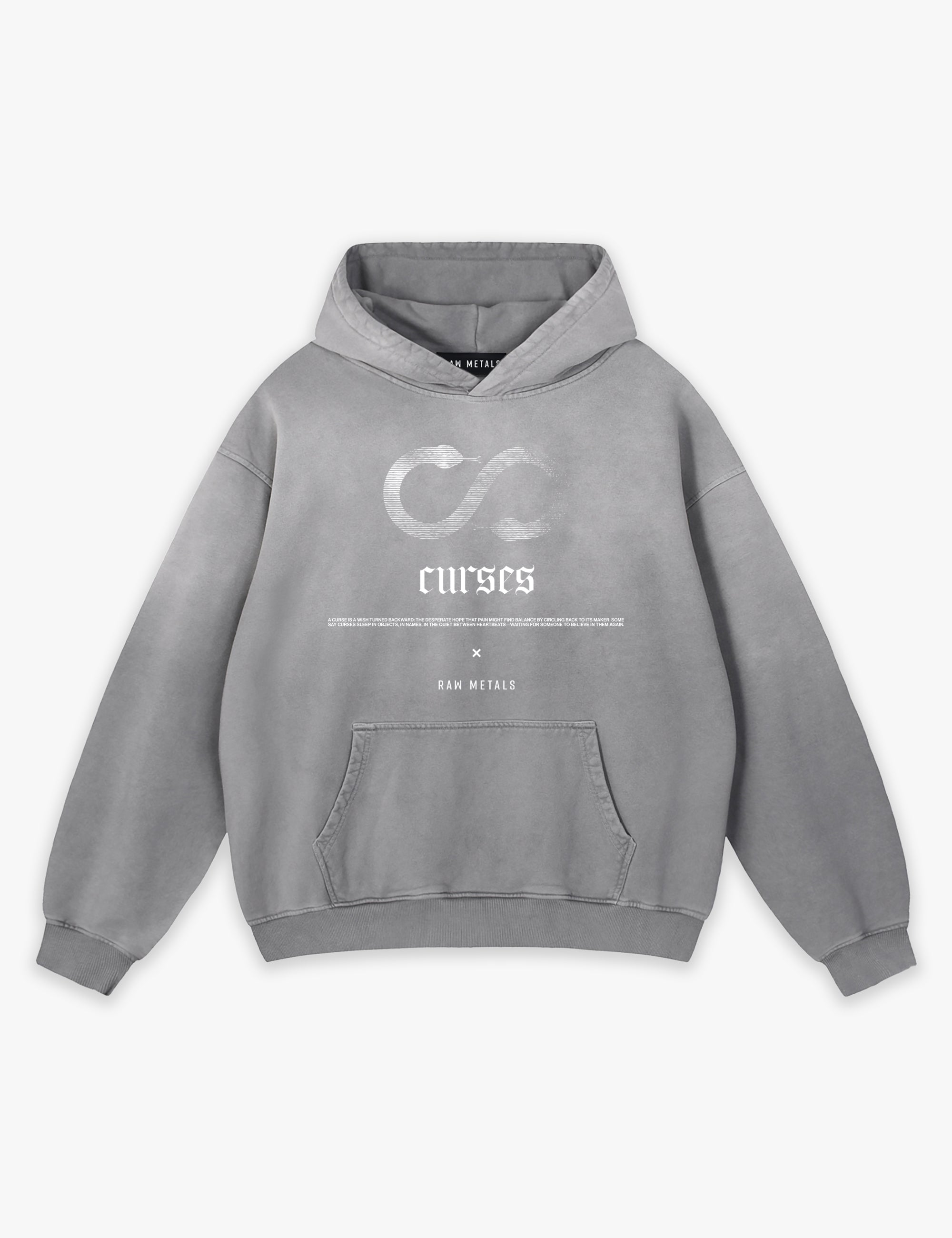RAW METALS Curses Faded Hoodie in Grey