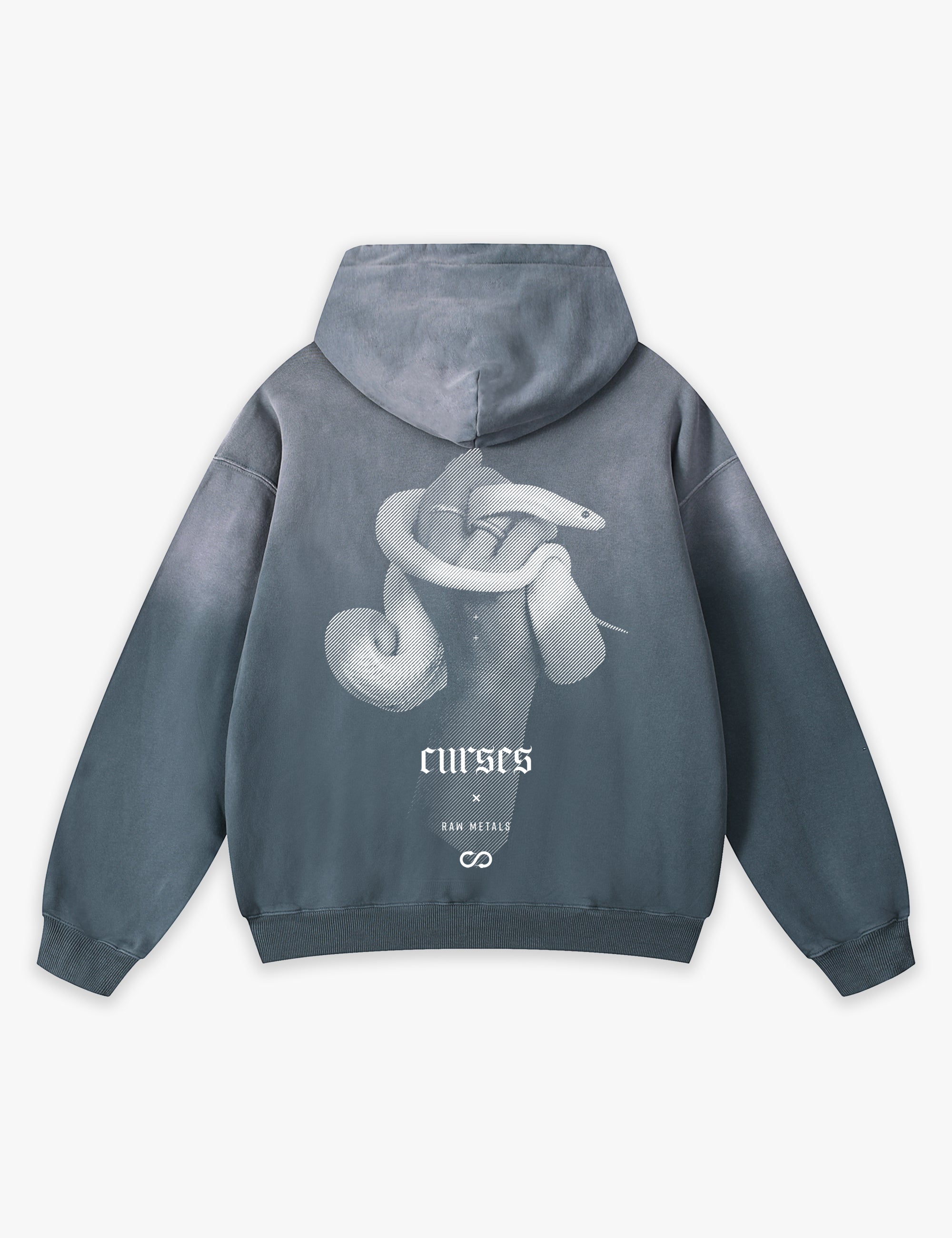 RAW METALS Curses Faded Hoodie in Slate