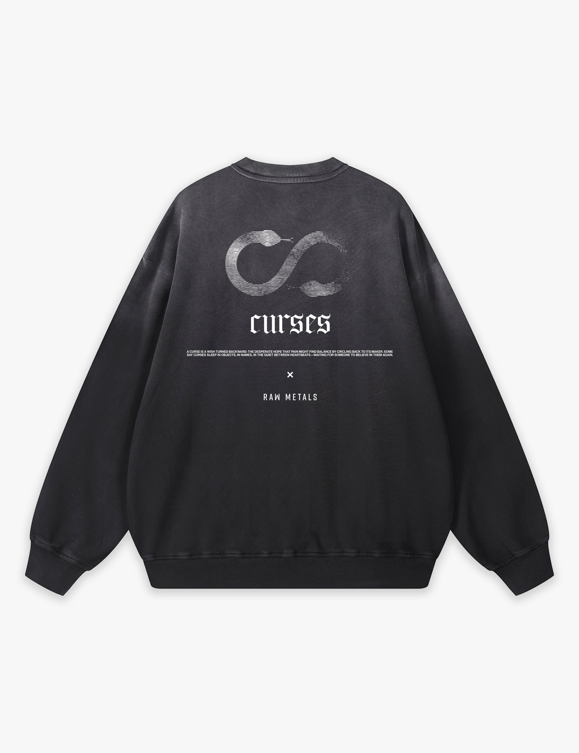 RAW METALS Curses Faded Sweatshirt in Black