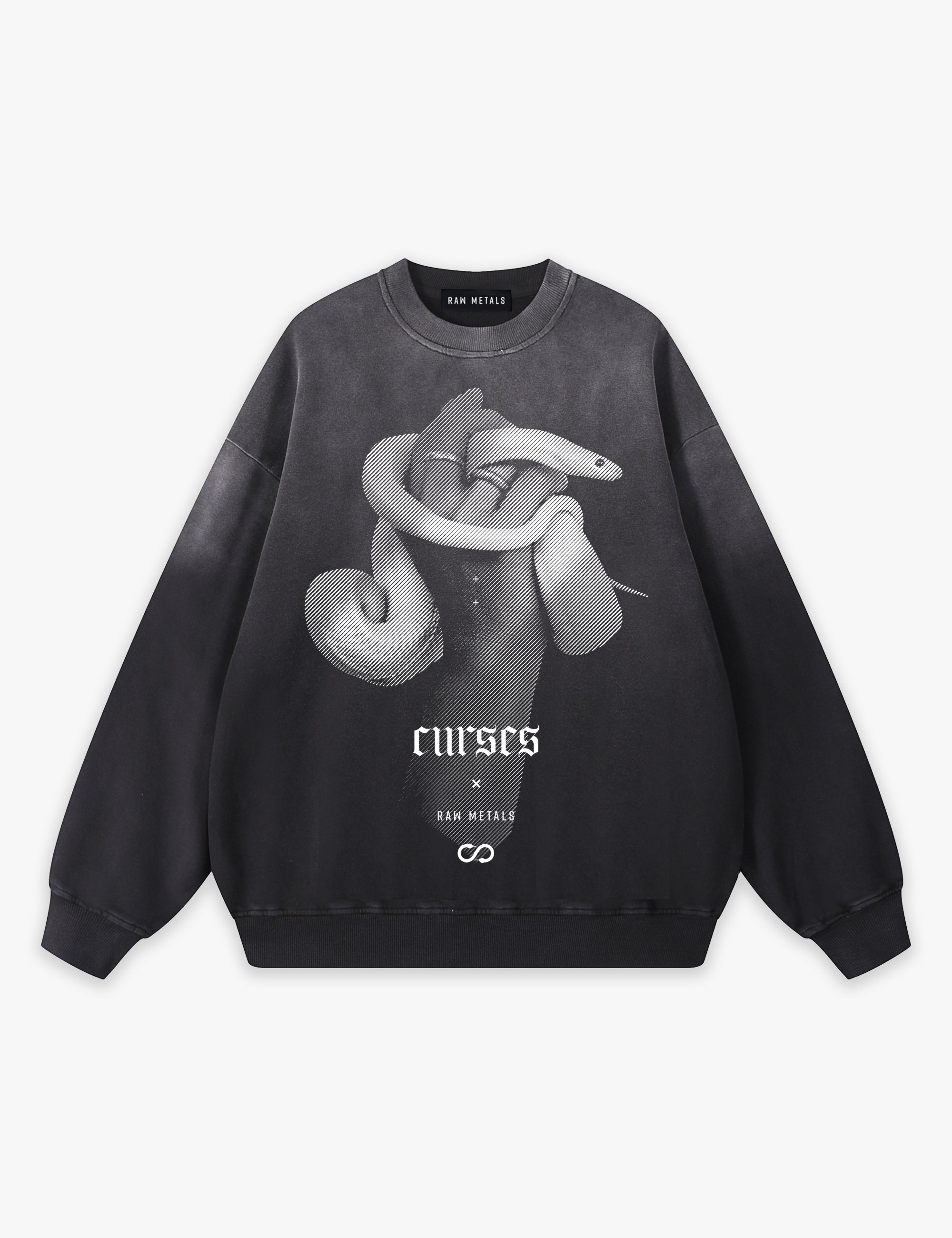 RAW METALS Curses Faded Sweatshirt in Black