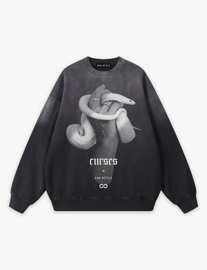 RAW METALS Curses Faded Sweatshirt in Black