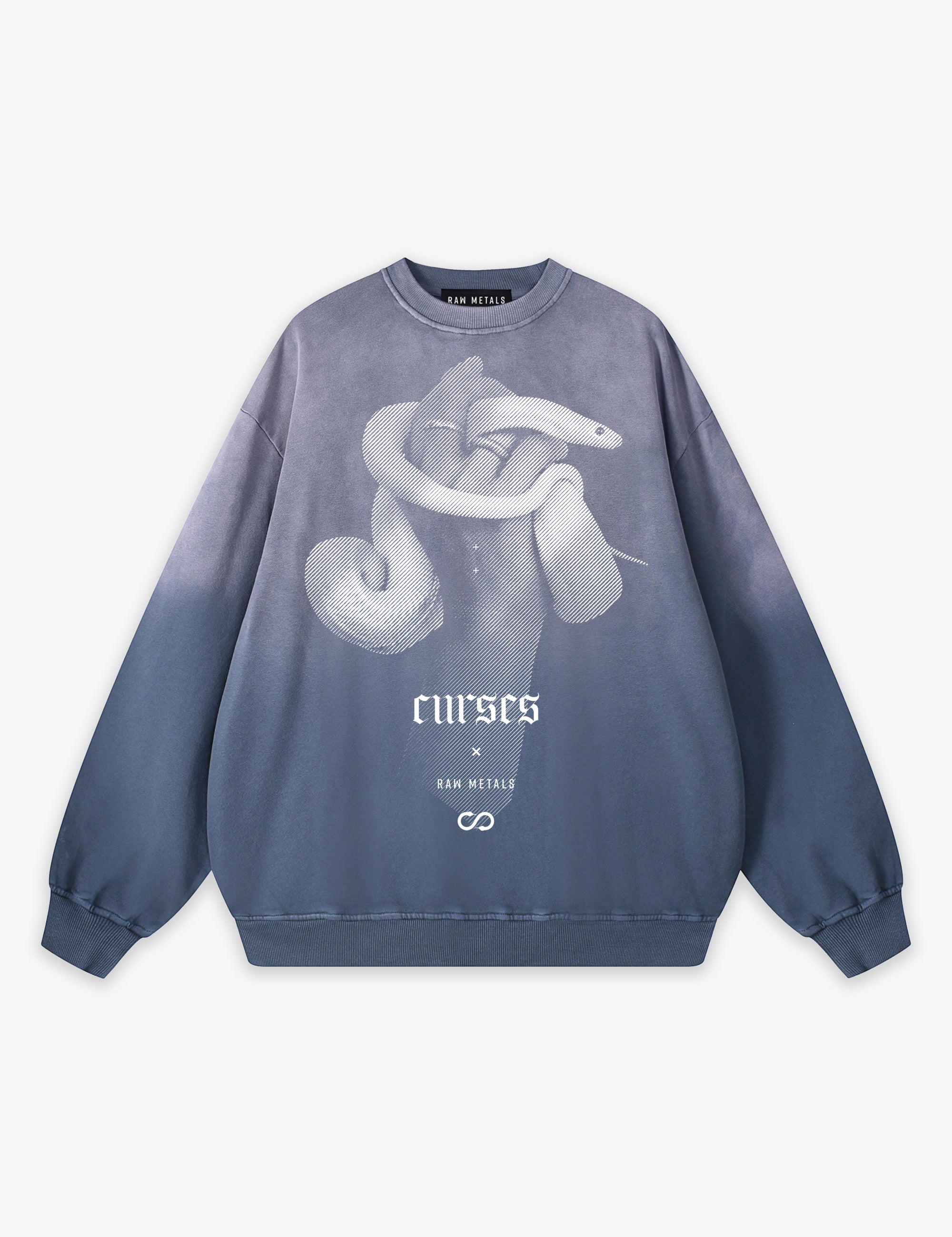 RAW METALS Curses Faded Sweatshirt in Slate