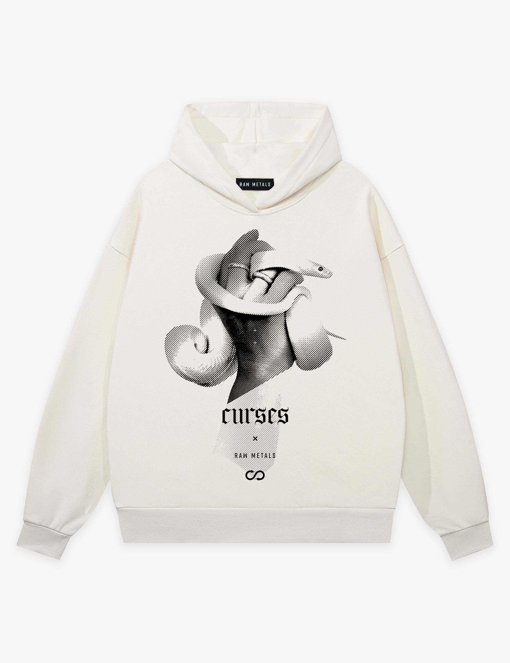 RAW METALS Curses Hoodie in Bone