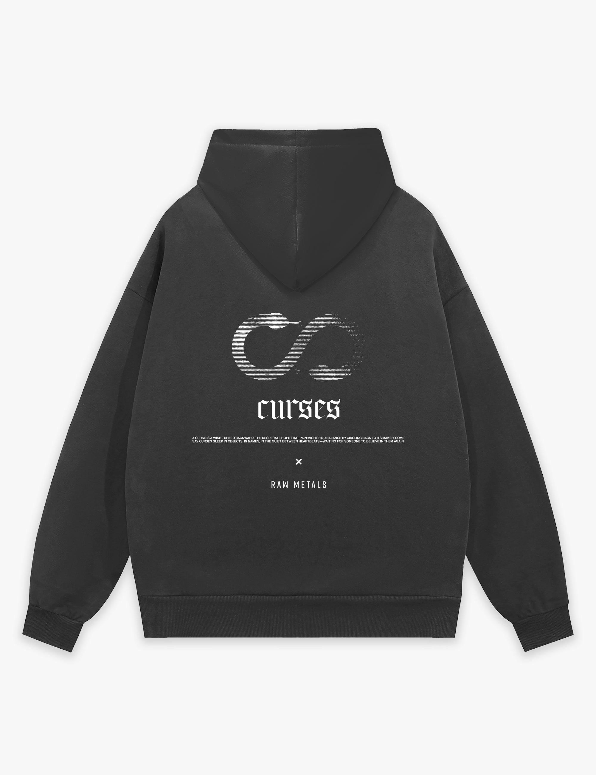 RAW METALS Curses Hoodie in Charcoal