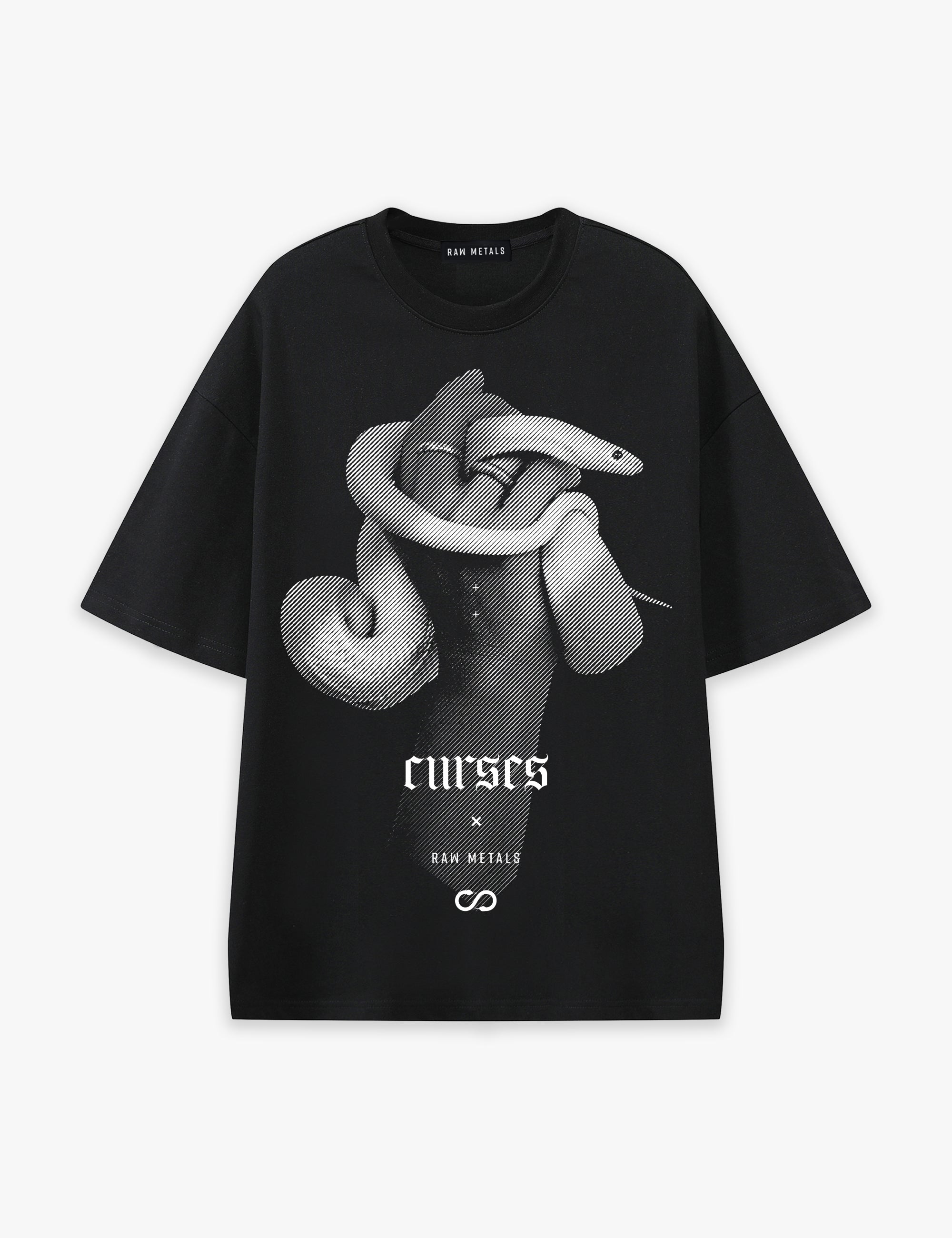 RAW METALS Curses Oversized T-shirt in Black
