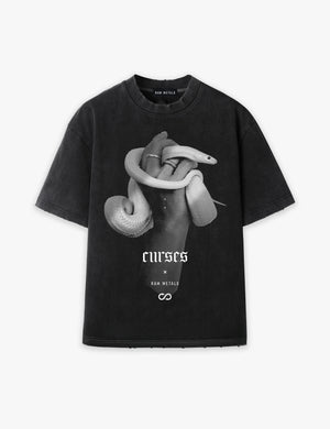 RAW METALS Curses Oversized Distressed T-shirt in Black