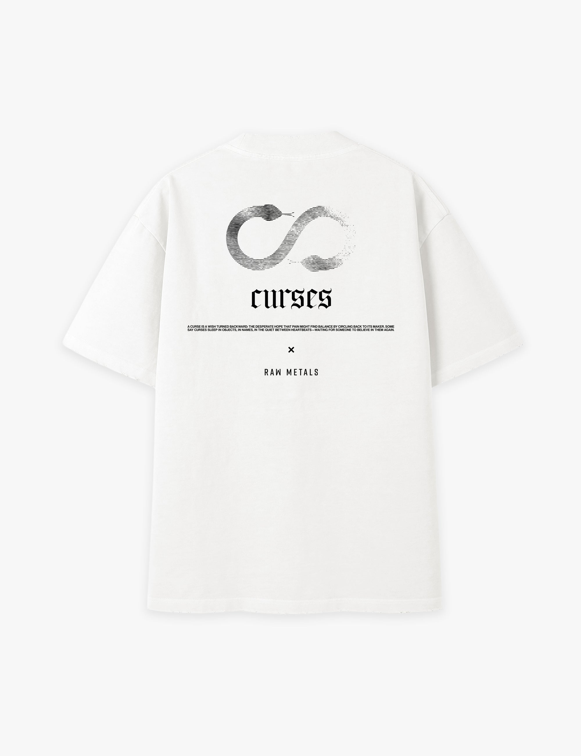 RAW METALS Curses Oversized Distressed T-shirt in White