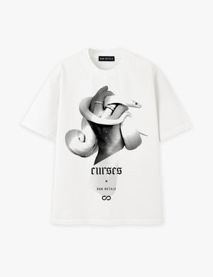 RAW METALS Curses Oversized Distressed T-shirt in White