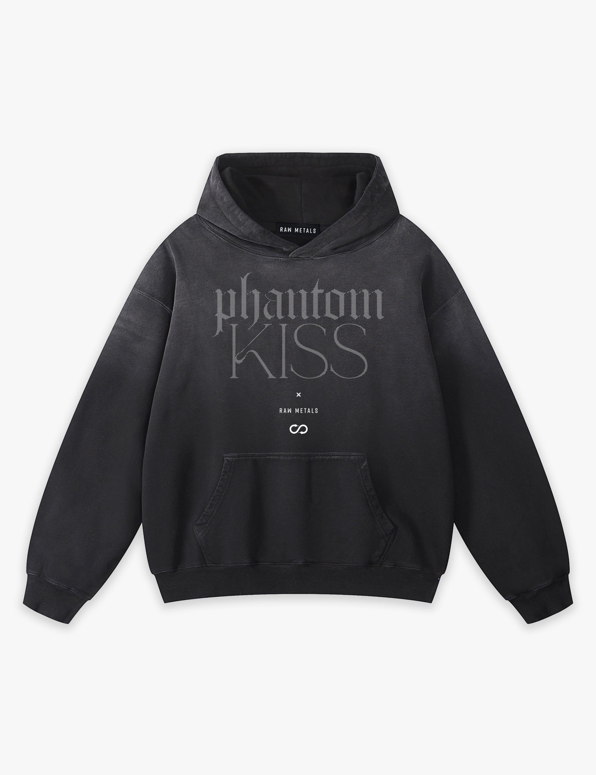 RAW METALS Phantom Kiss Faded Hoodie in Black