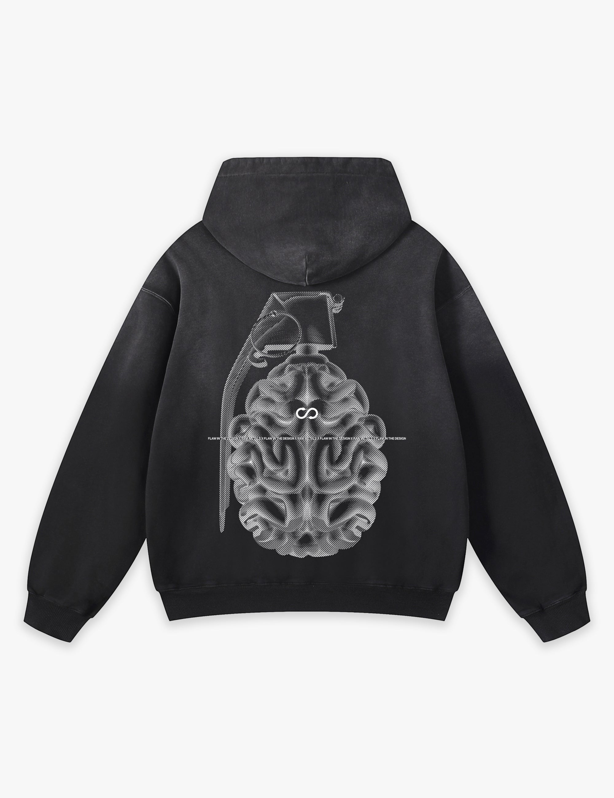RAW METALS Flaw in the Design Faded Hoodie in Black