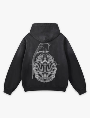 RAW METALS Flaw in the Design Faded Hoodie in Black