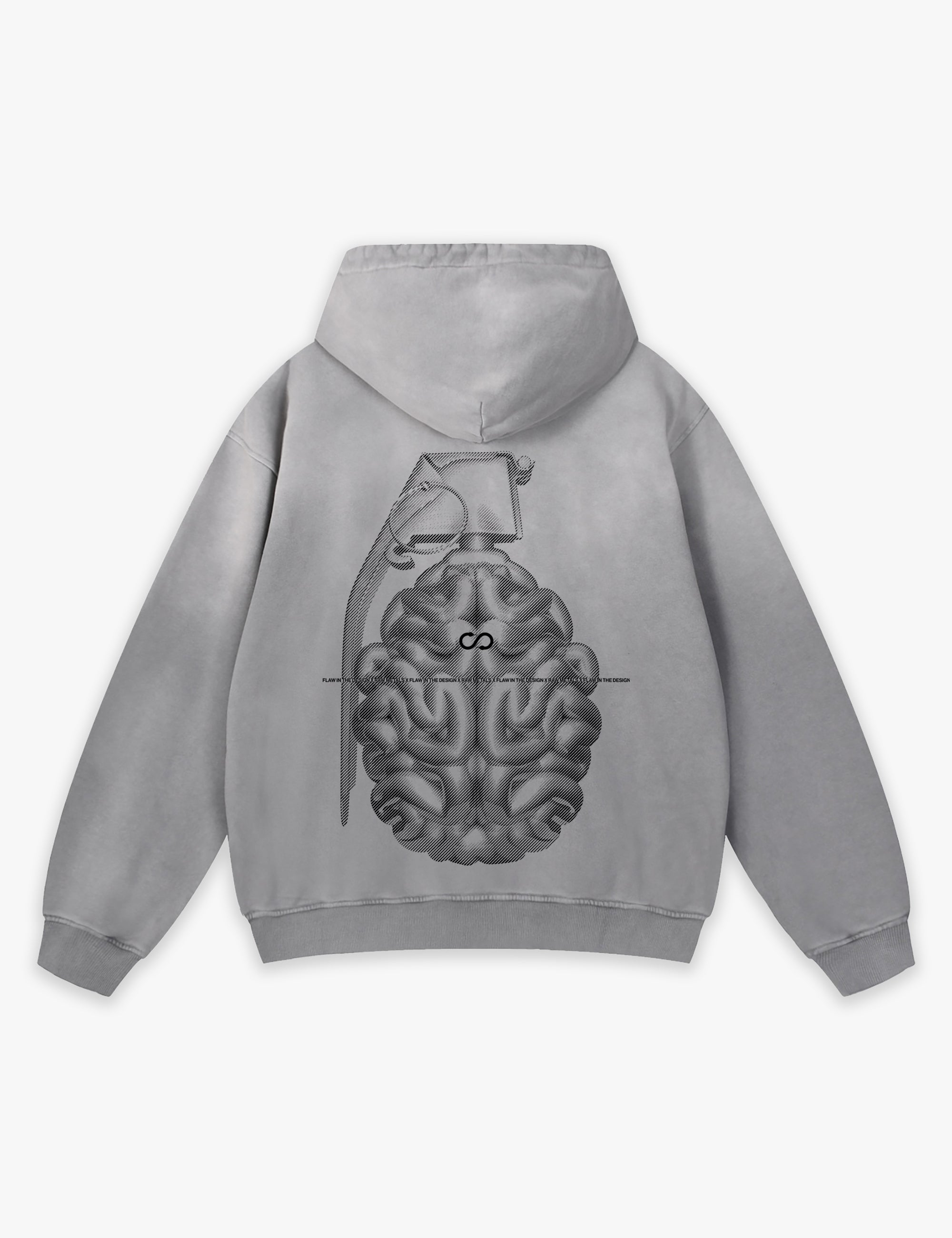RAW METALS Flaw in the Design Faded Hoodie in Grey