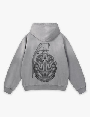 RAW METALS Flaw in the Design Faded Hoodie in Grey