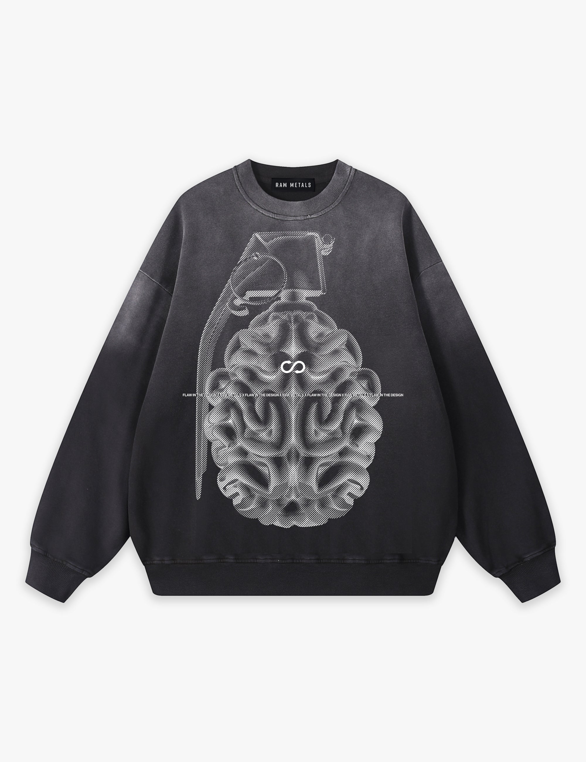 RAW METALS Flaw in the Design Faded Sweatshirt in Black