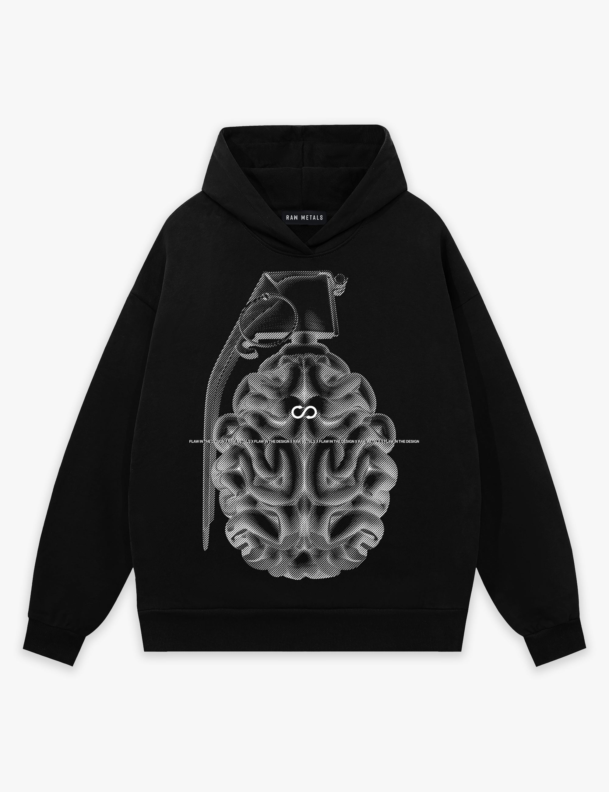 RAW METALS Flaw in the Design Hoodie in Black