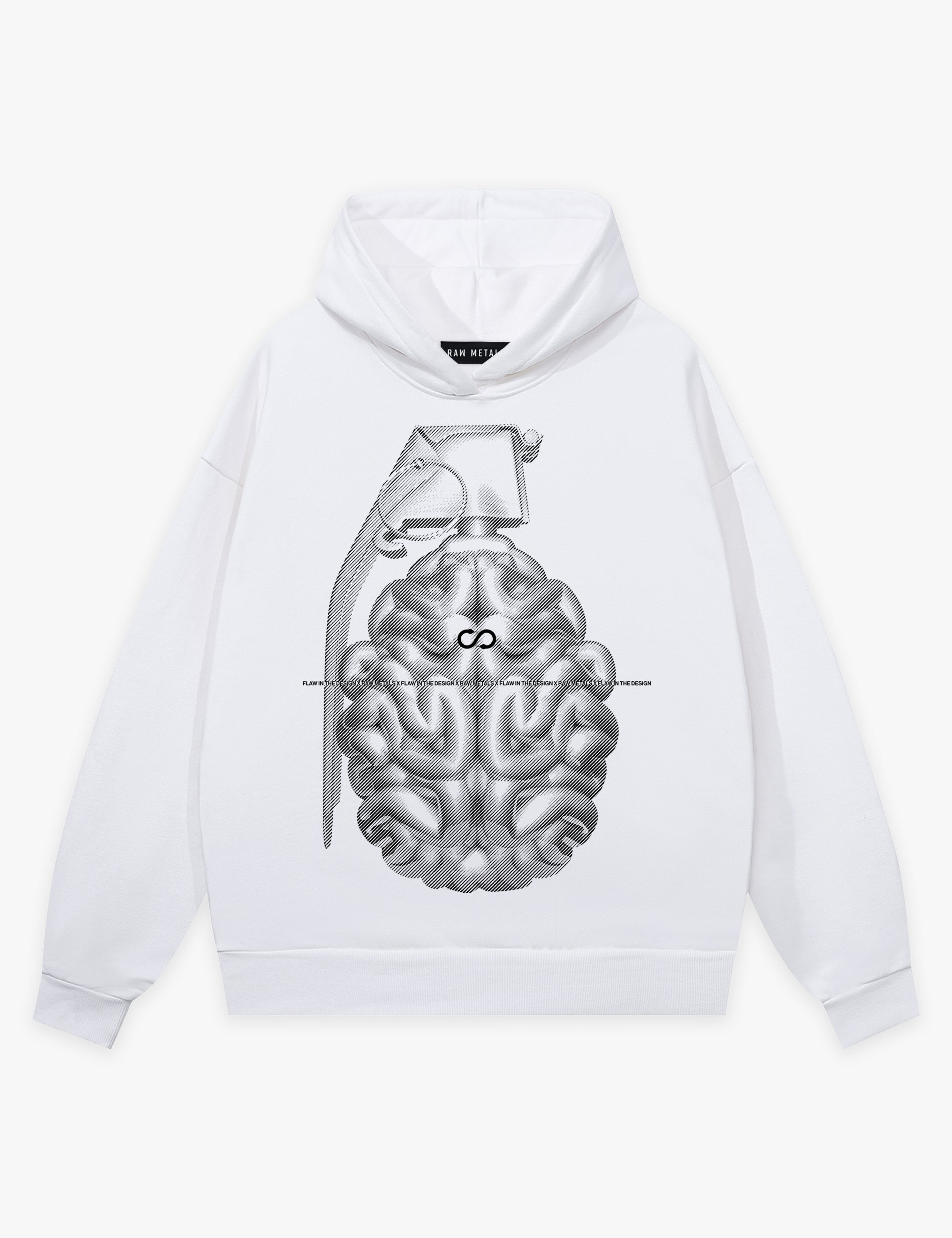 RAW METALS Flaw in the Design Hoodie in White