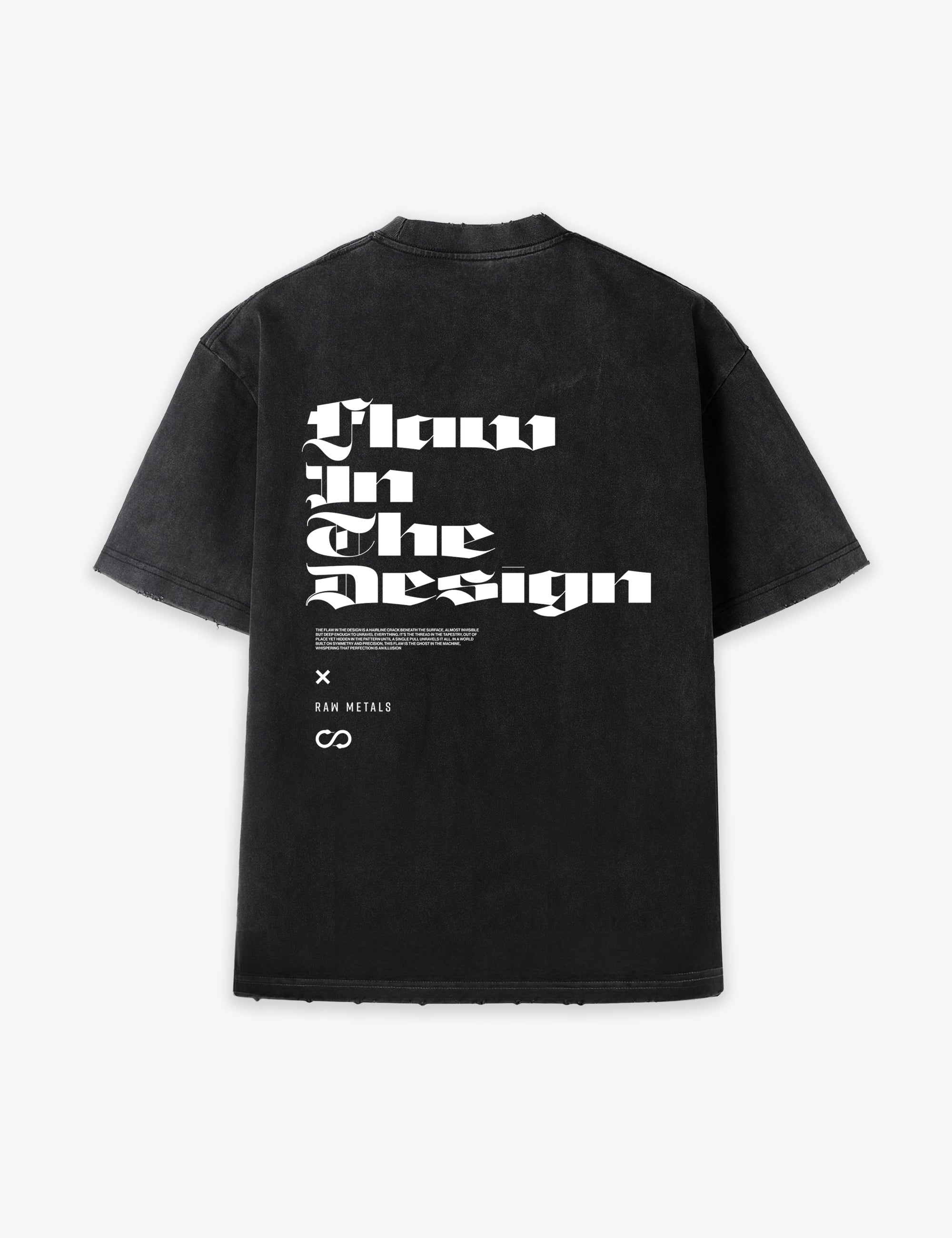 RAW METALS Flaw in the Design Oversized Distressed T-shirt in Black