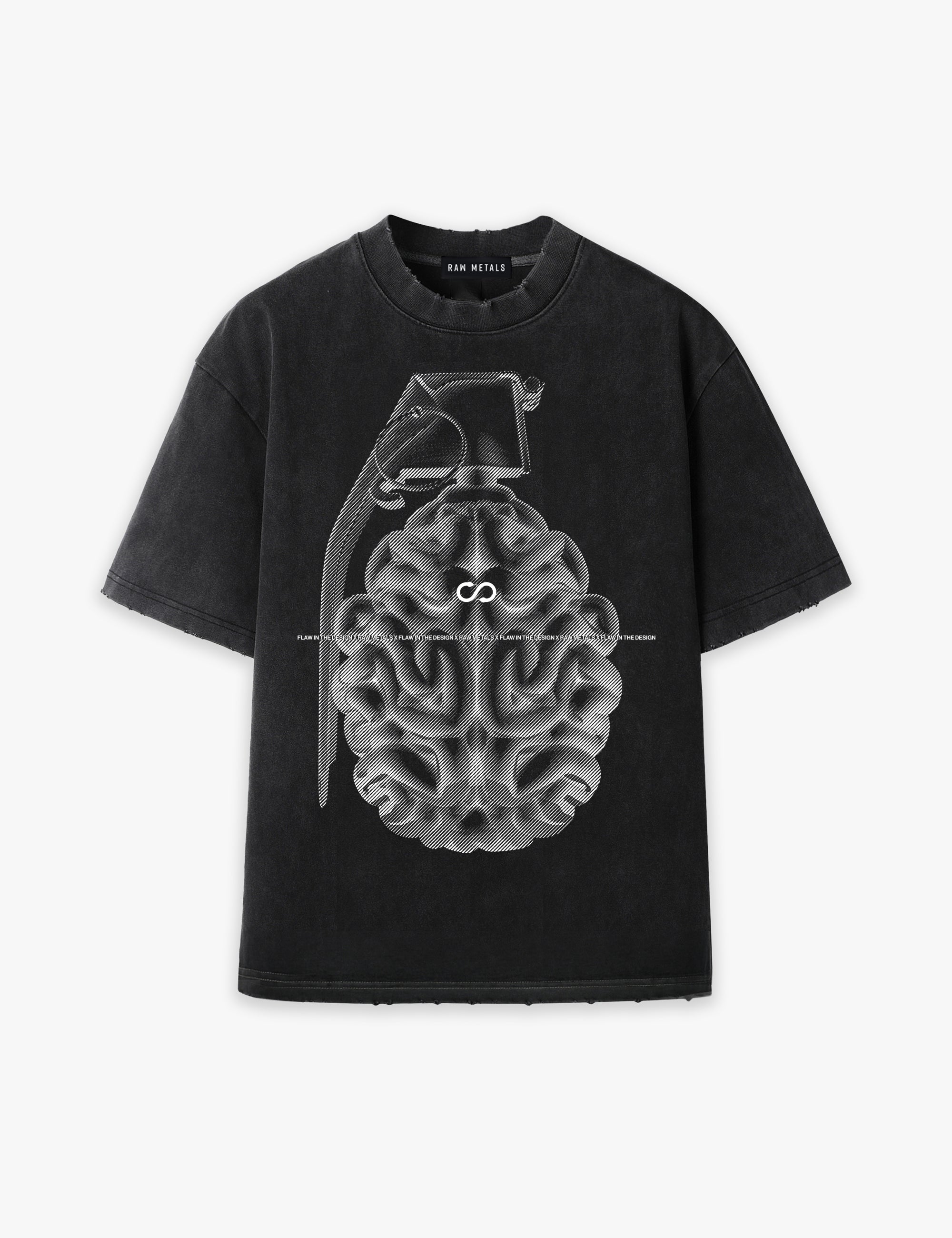 RAW METALS Flaw in the Design Oversized Distressed T-shirt in Black