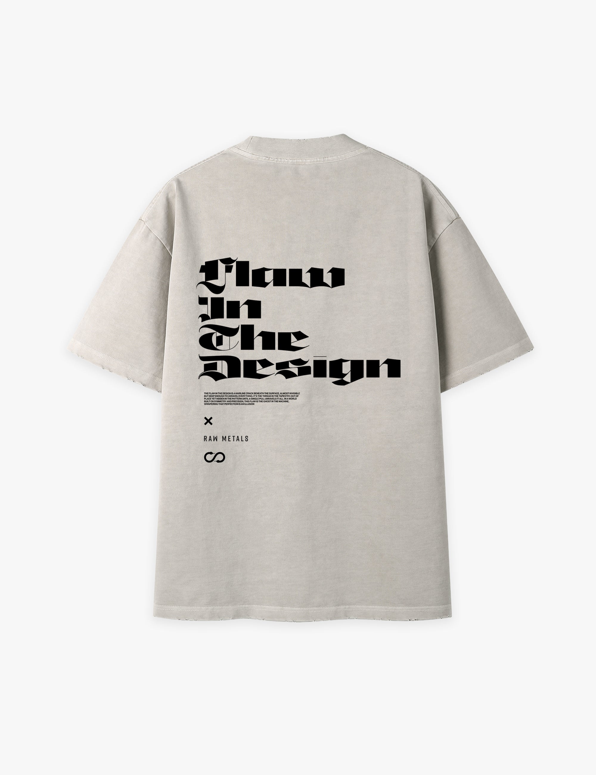 RAW METALS Flaw in the Design Oversized Distressed T-shirt in Bone