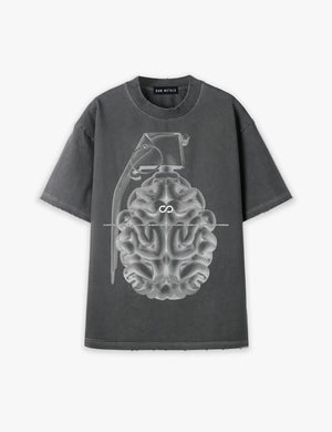 RAW METALS Flaw in the Design Oversized Distressed T-shirt in Charcoal