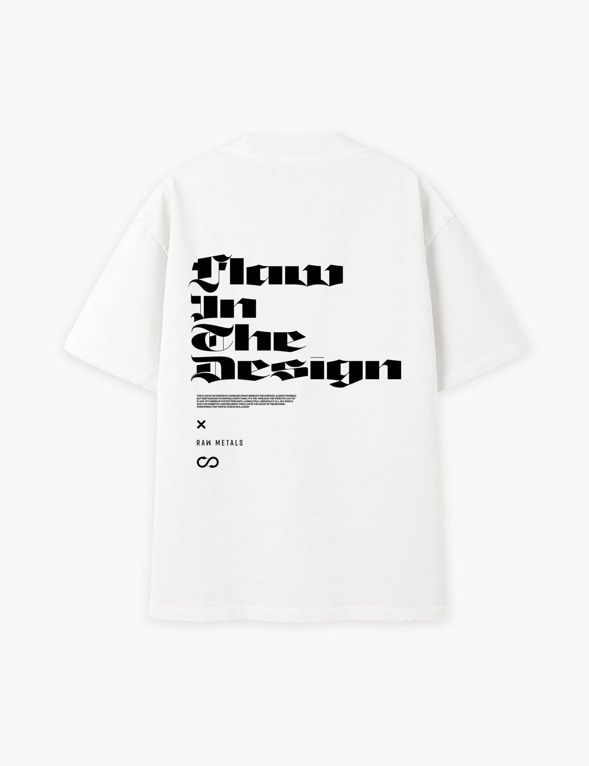 RAW METALS Flaw in the Design Oversized Distressed T-shirt in White