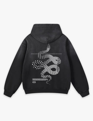 RAW METALS Moving Shadows Faded Hoodie in Black