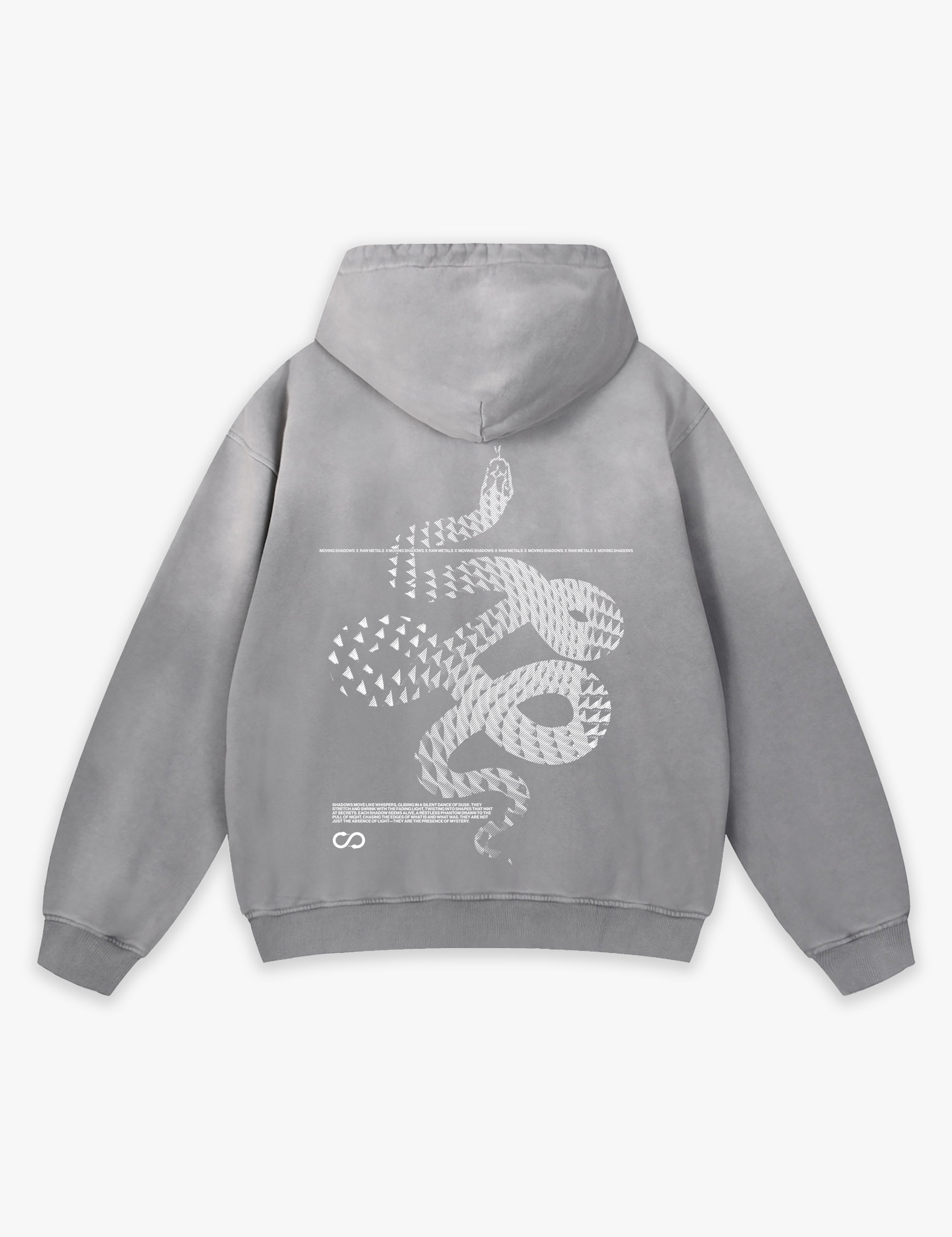 RAW METALS Moving Shadows Faded Hoodie in Grey