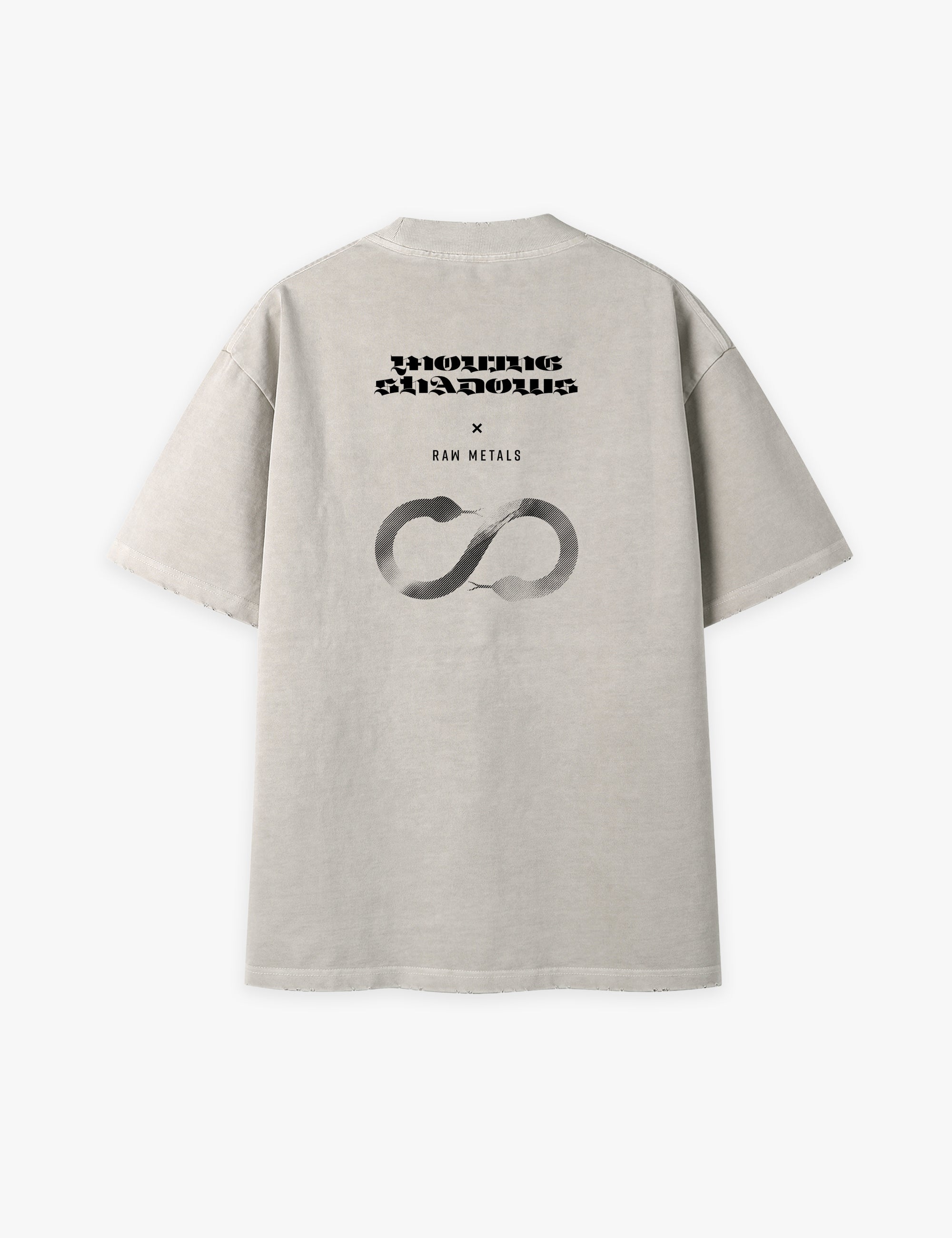 RAW METALS Moving Shadows Oversized Distressed T-shirt in Bone