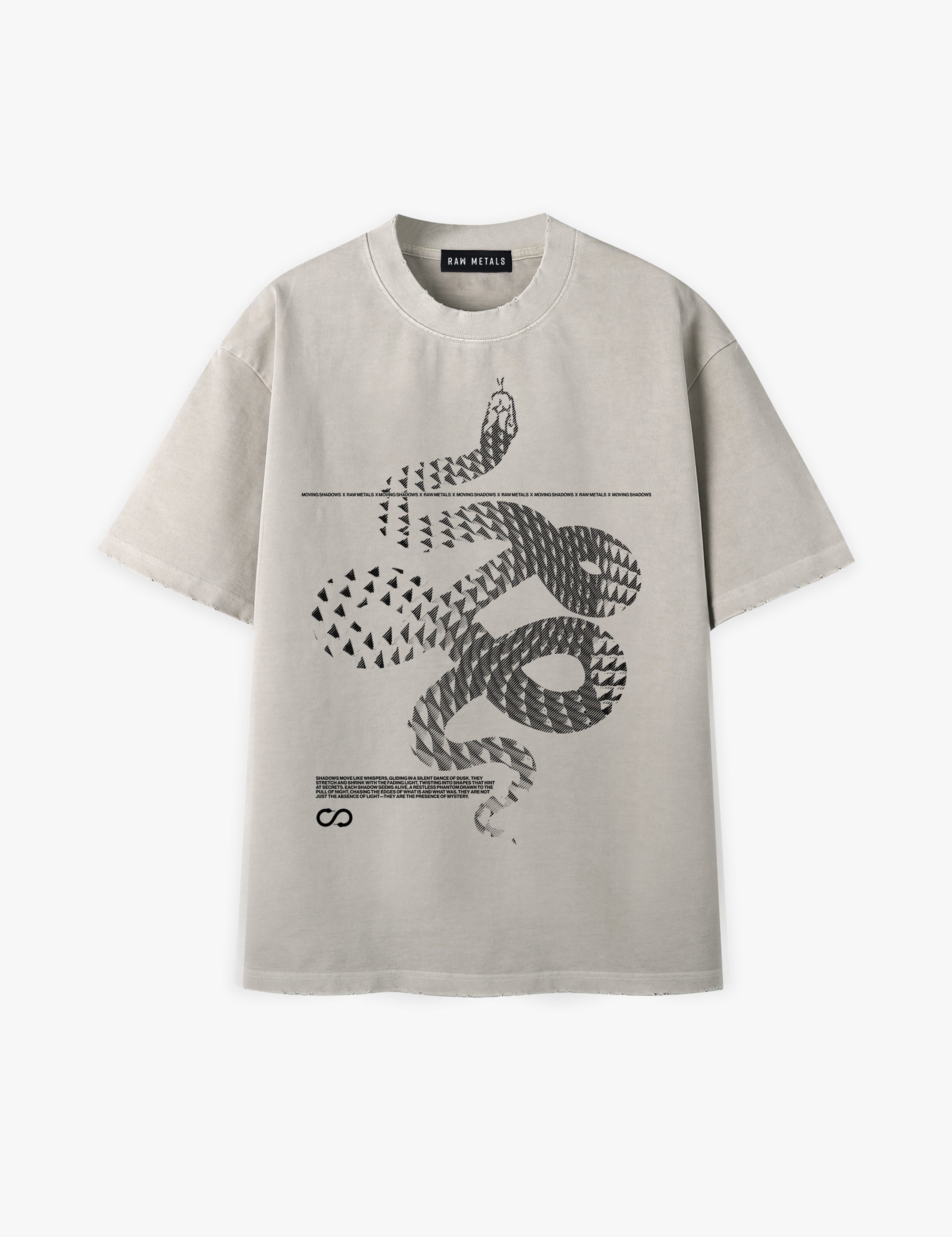 RAW METALS Moving Shadows Oversized Distressed T-shirt in Bone