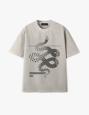 RAW METALS Moving Shadows Oversized Distressed T-shirt in Bone