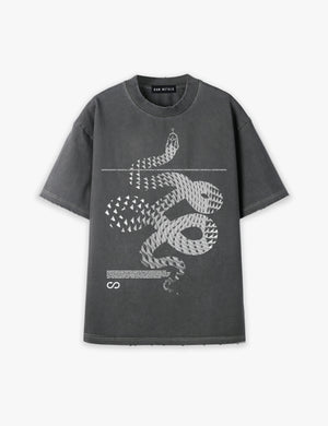 RAW METALS Moving Shadows Oversized Distressed T-shirt in Charcoal