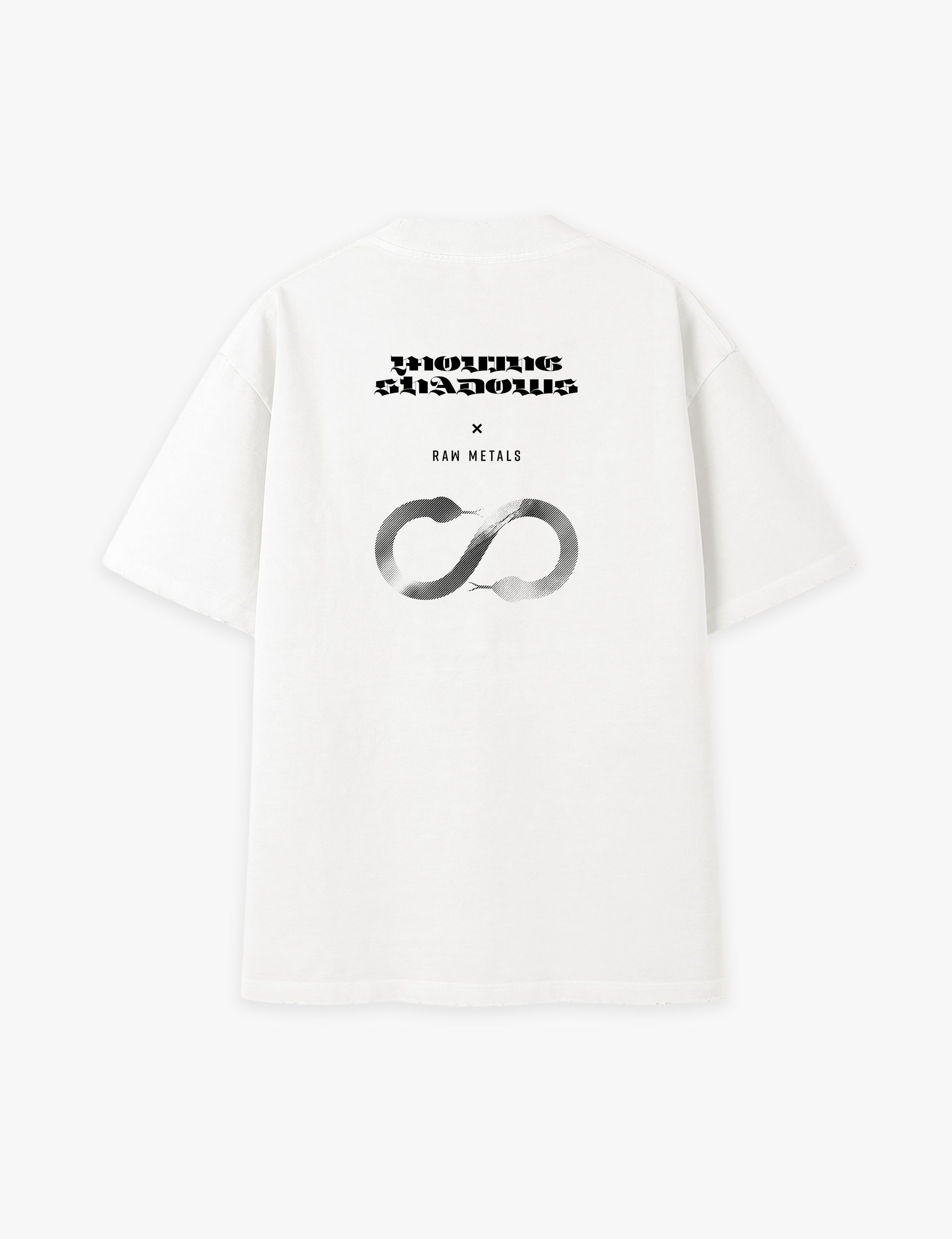 RAW METALS Moving Shadows Oversized Distressed T-shirt in White