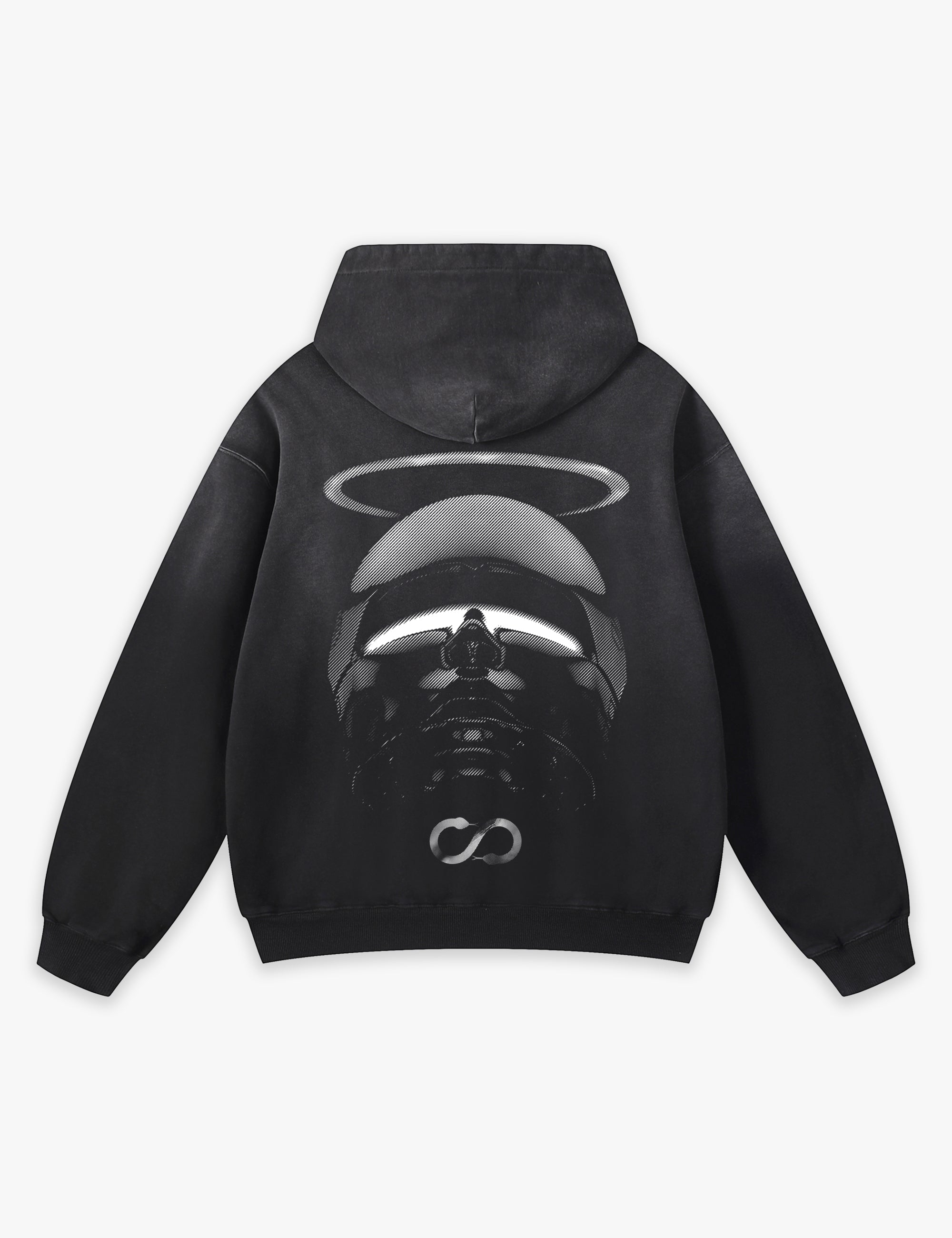 RAW METALS Vanishing Line Faded Hoodie in Black