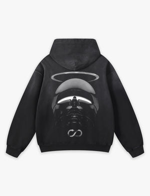 RAW METALS Vanishing Line Faded Hoodie in Black