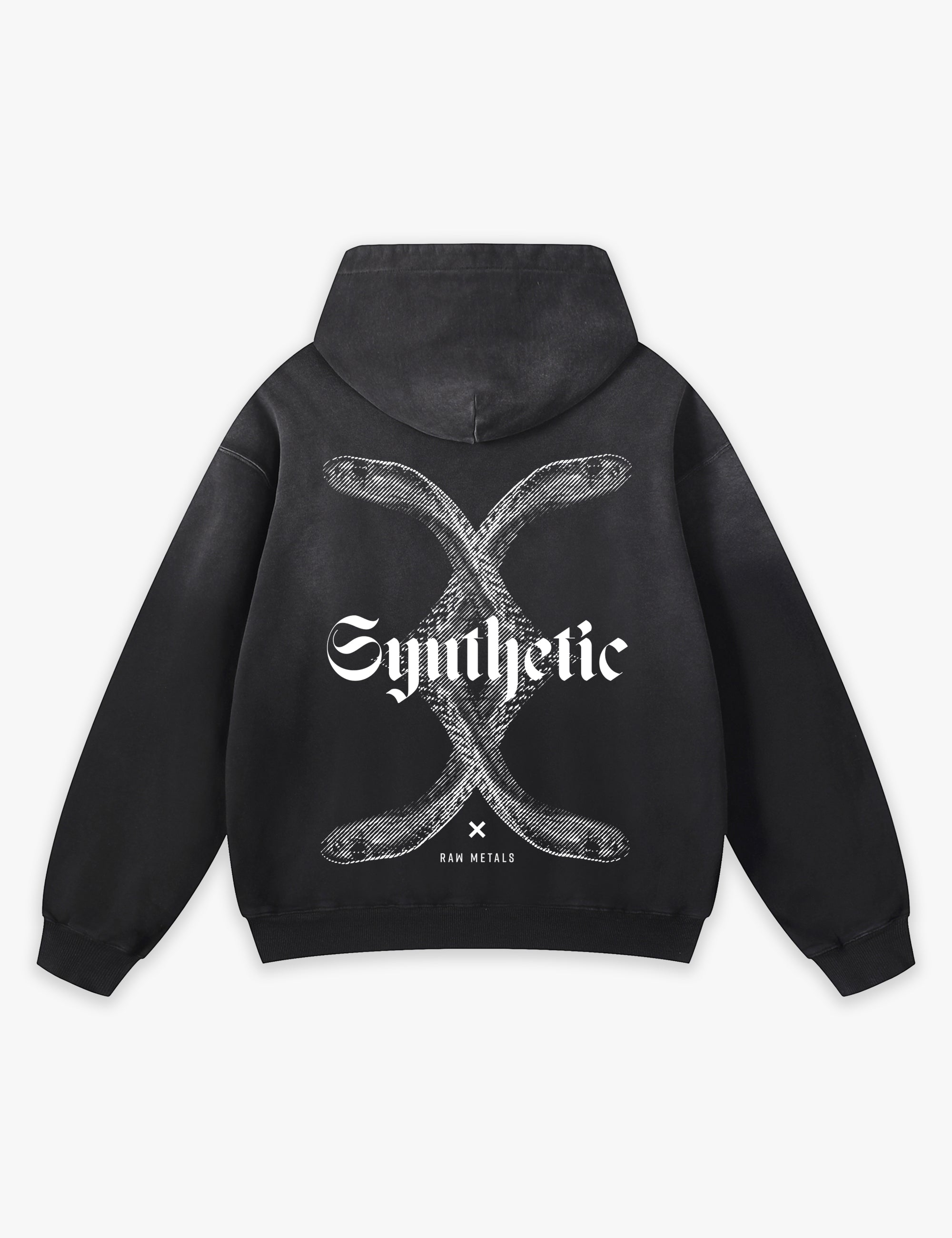 RAW METALS Synthetic Faded Hoodie in Black