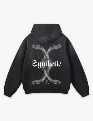 RAW METALS Synthetic Faded Hoodie in Black