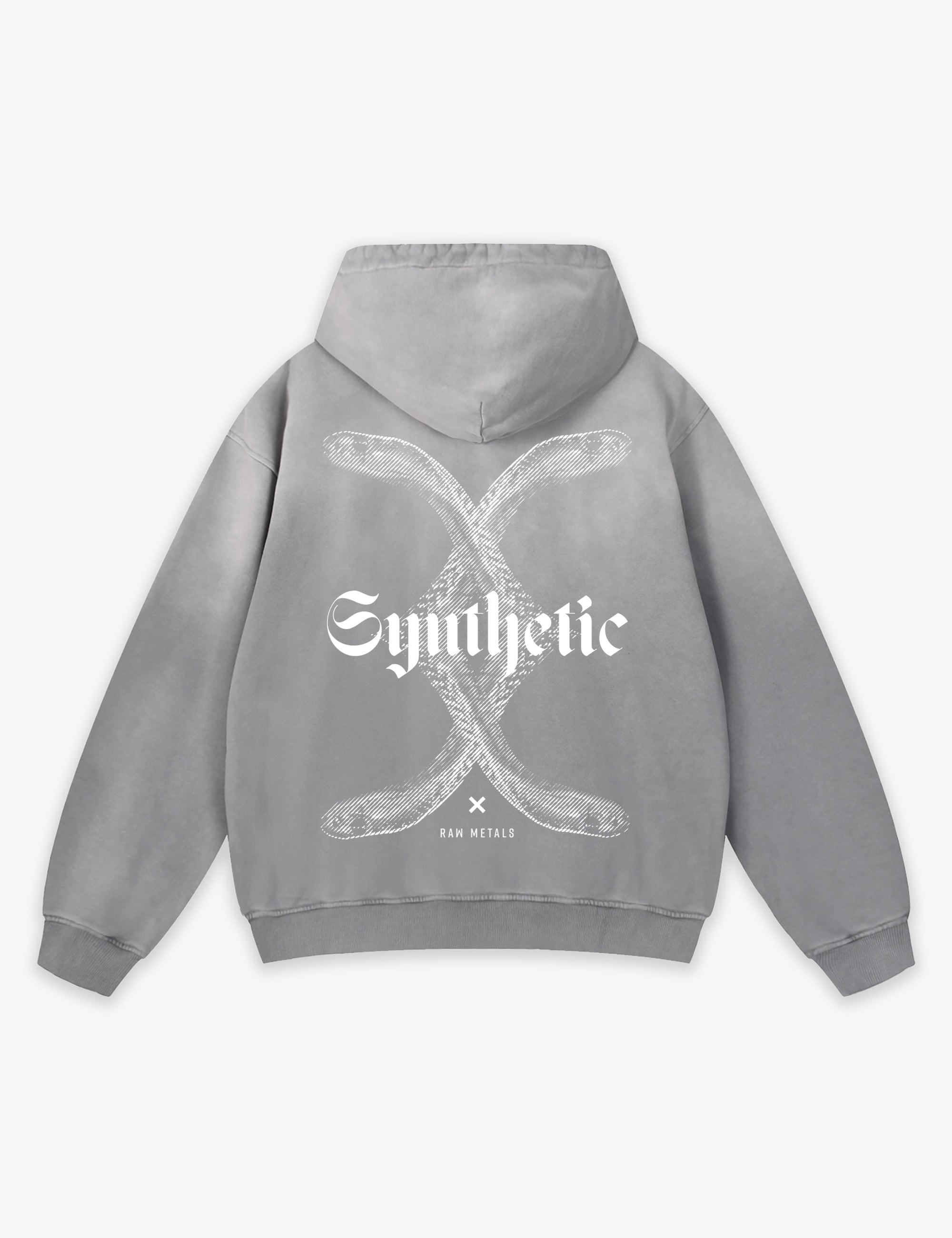 RAW METALS Synthetic Faded Hoodie in Grey