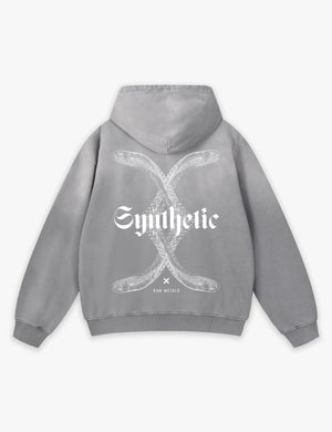 RAW METALS Synthetic Faded Hoodie in Grey