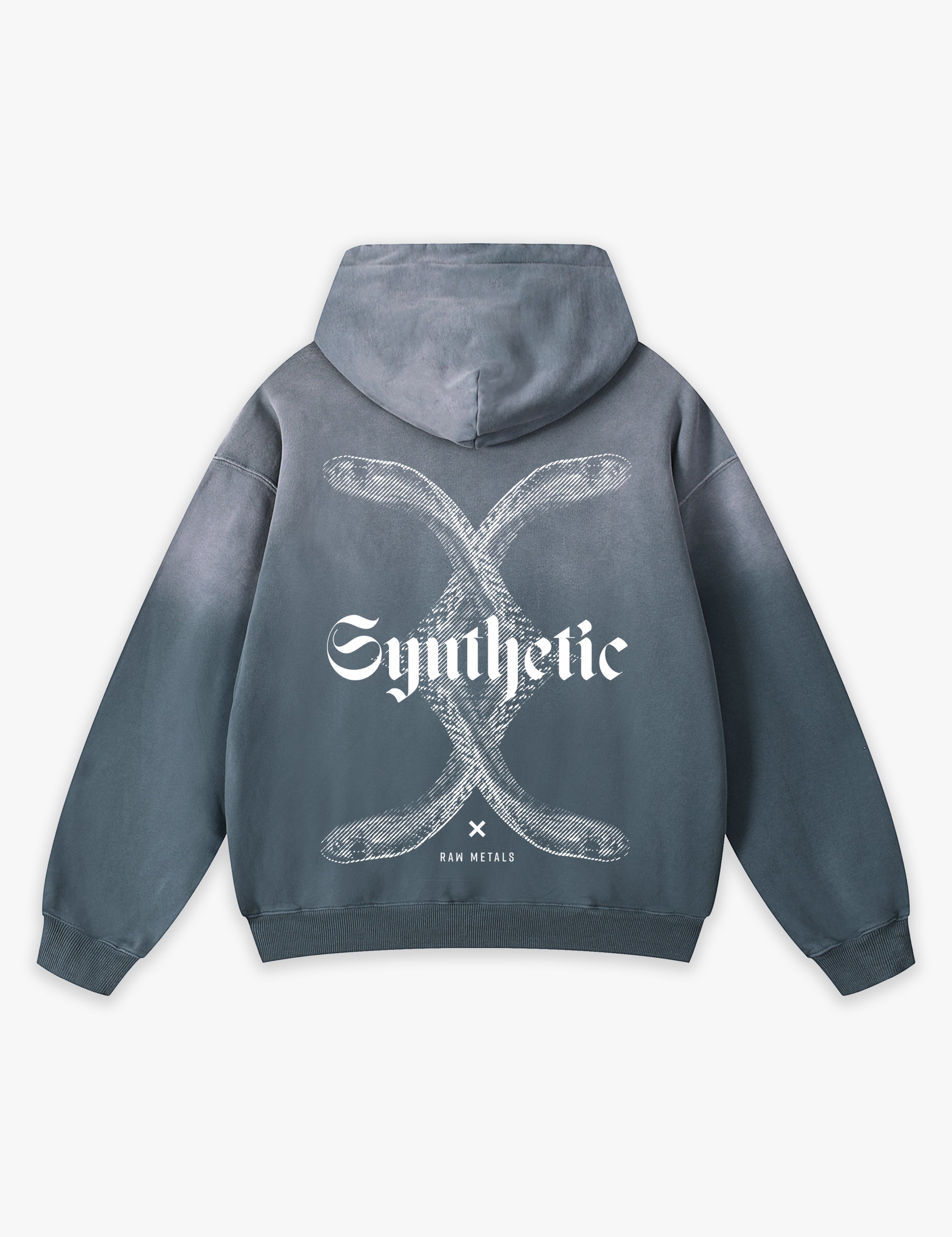 RAW METALS Synthetic Faded Hoodie in Slate