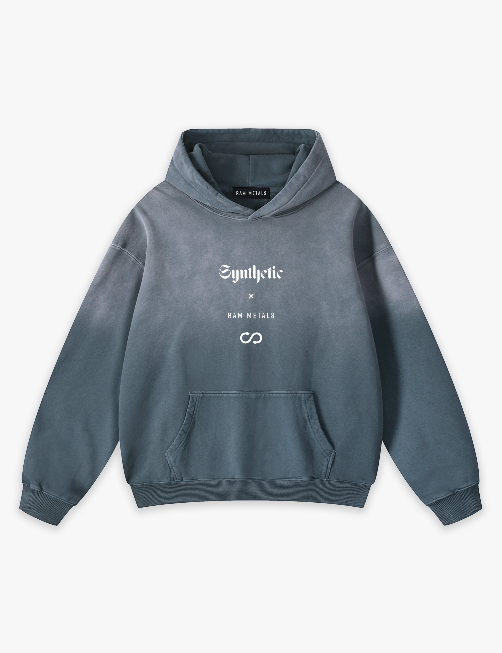 RAW METALS Synthetic Faded Hoodie in Slate