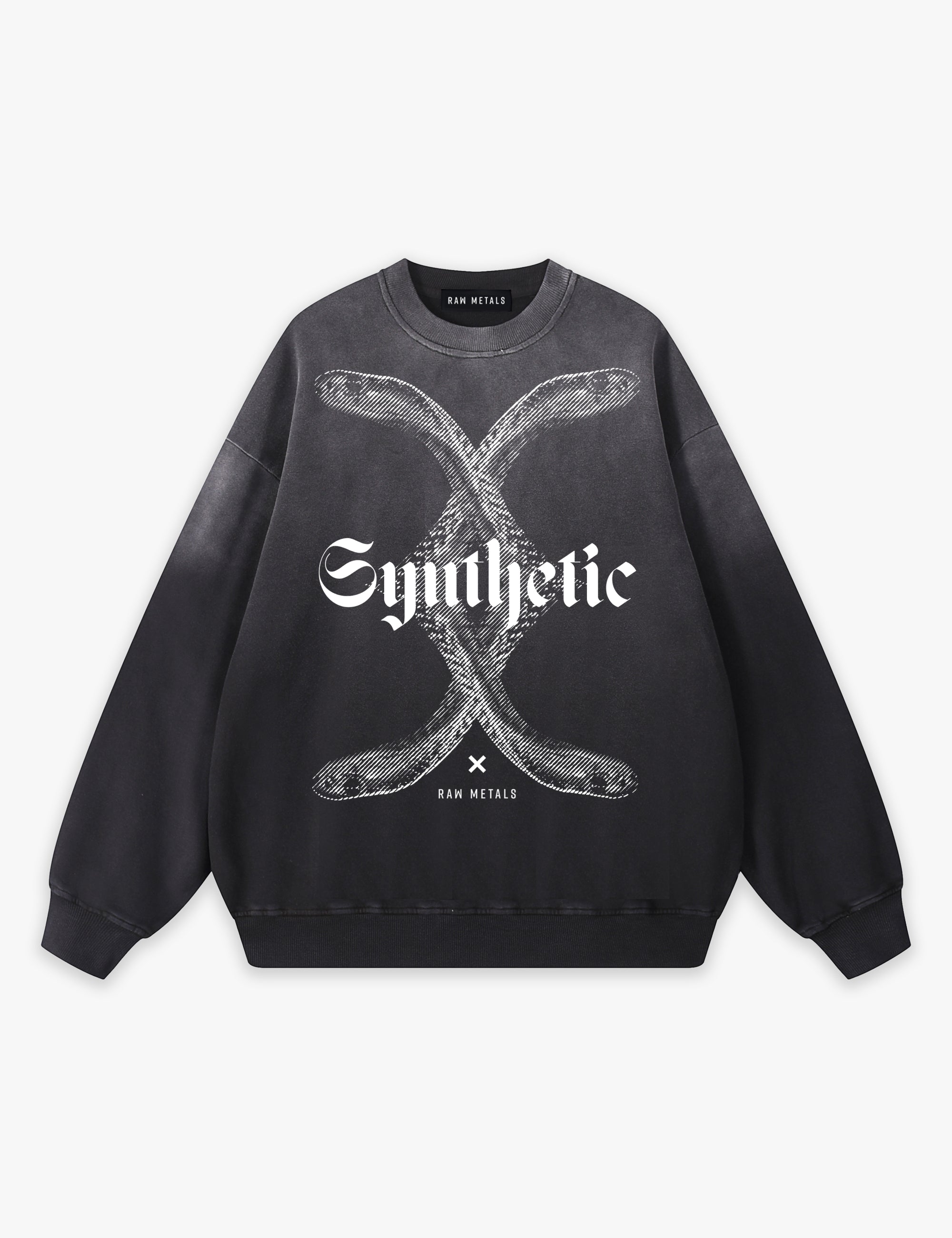 RAW METALS Synthetic Faded Sweatshirt in Black