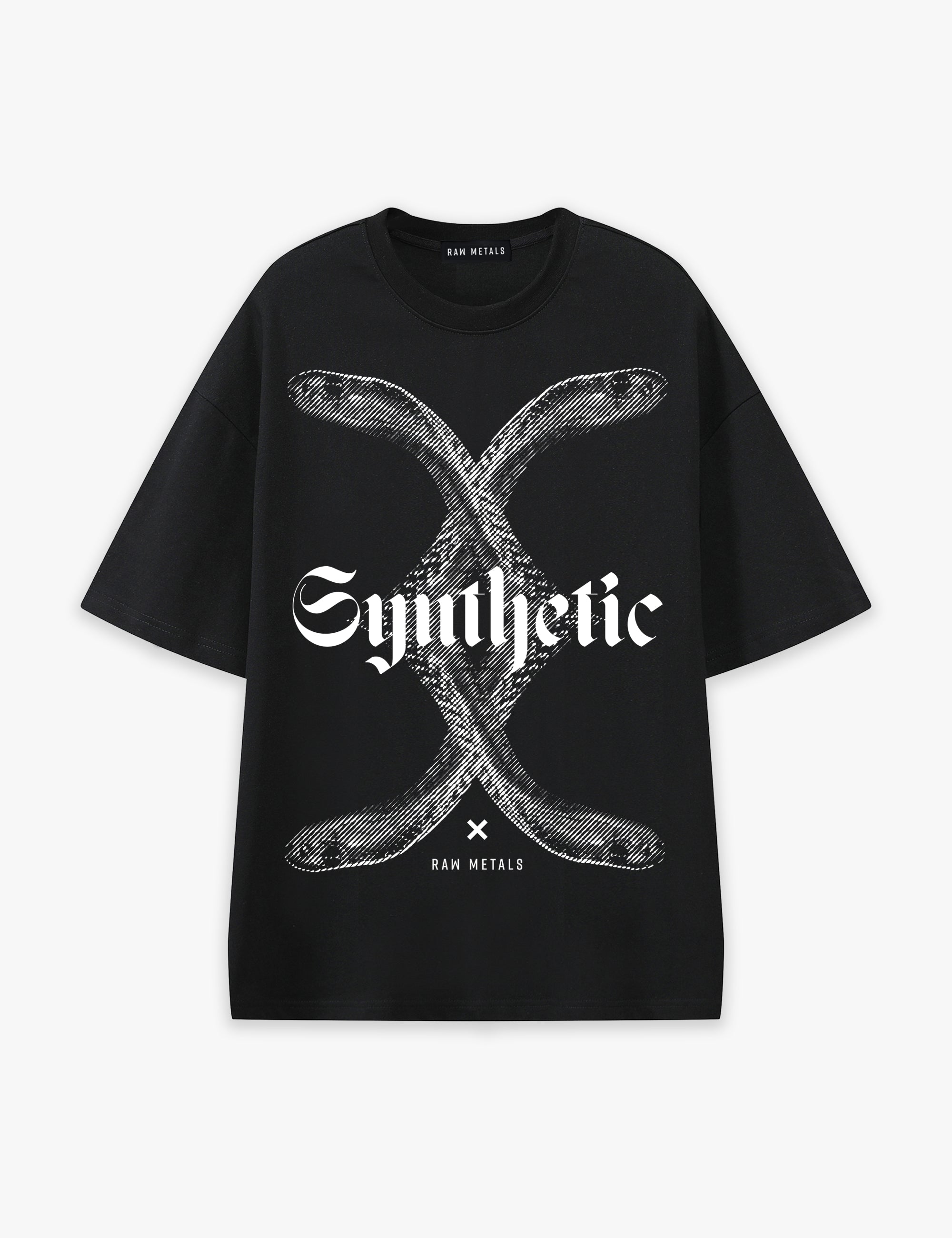 RAW METALS Synthetic Oversized T-shirt in Black