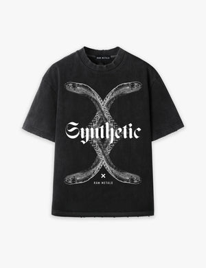 RAW METALS Synthetic Oversized Distressed T-shirt in Black