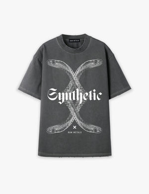 RAW METALS Synthetic Oversized Distressed T-shirt in Charcoal