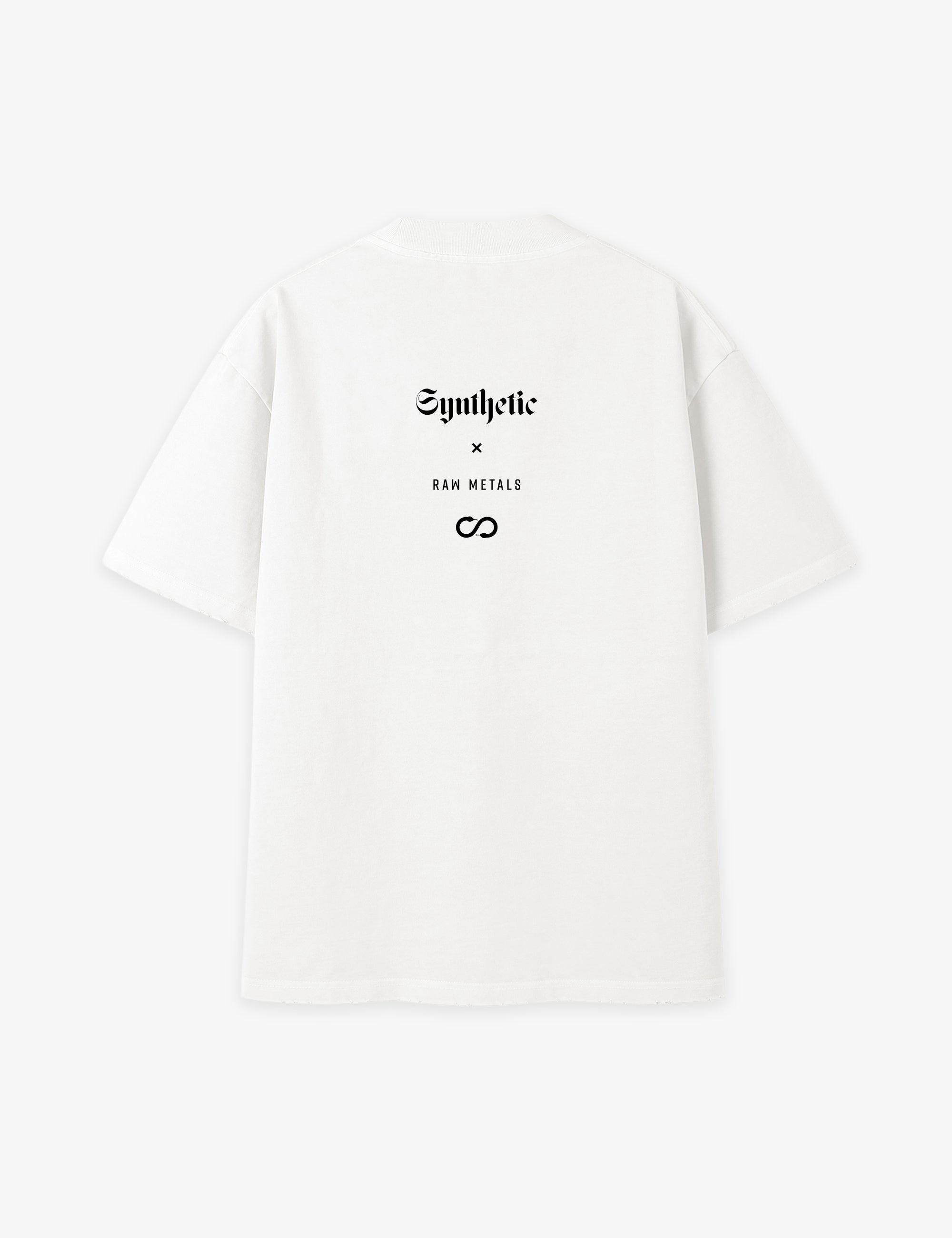 RAW METALS Synthetic Oversized Distressed T-shirt in White