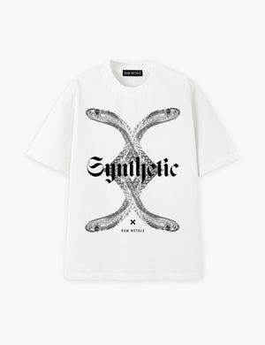 RAW METALS Synthetic Oversized Distressed T-shirt in White